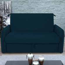 Sofá Cama 2 Lugares com Baú Swords Suede Azul