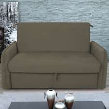 Sofá Cama 2 Lugares com Baú Swords Suede Cappuccino