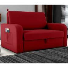 Sofá Cama com Baú 2 Lugares Raheny Veludo Maserati Vermelho