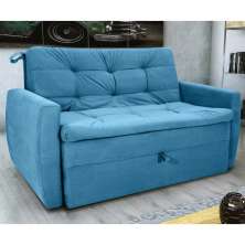 Sofá Cama para Sala de Estar Dingle Veludo Turkey Petróleo