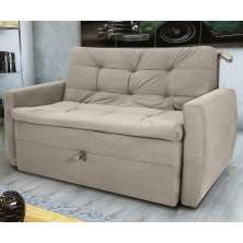 Sofá Cama para Sala de Estar Hiro Veludo Turkey Cappuccino