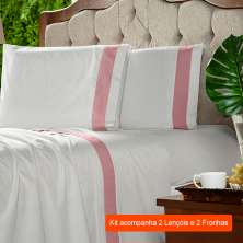 Jogo de Cama King com 4 Peças Portinari Branco e Rosê