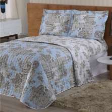 Jogo de Cama Queen 180 fios Estampado Valentina Azul Casaborda 4 peças