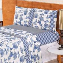 Jogo de Cama Queen 180 fios Estampado Valentina Palha Casaborda 4 peças