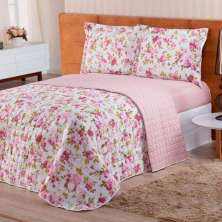 Jogo de Cama Queen 180 fios Estampado Valentina Rosê Casaborda 4 peças