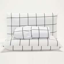 Jogo de Cama Queen com 3 Peças Atual Branco e Preto