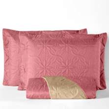 Jogo de Cama Queen com 3 Peças Floral Rosê e Bege