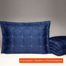 Jogo de Cama Queen com 3 Peças Porcelana Azul Marinho