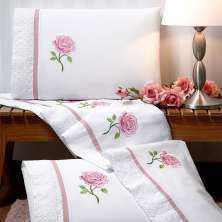 Jogo de Cama Queen com 4 Peças Athena Branco e Rosa