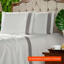 Jogo de Cama Queen com 4 Peças Portinari Branco e Cinza