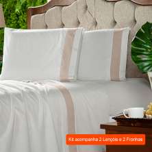 Jogo de Cama Queen com 4 Peças Portinari Branco e Palha
