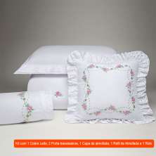 Jogo de Cama Queen com 6 Peças Buquê Branco