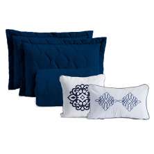 Jogo de Cama Queen com 7 Peças Portinari Azul Marinho