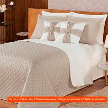 Jogo de Cama Queen com 7 Peças Ruth Avelã e Branco