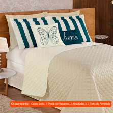Jogo de Cama Queen com 9 Peças Raquel Avelã e Branco