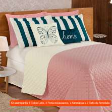 Jogo de Cama Queen com 9 Peças Raquel Rosê e Branco