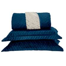 Jogo de Cama Sherpa Queen com 3 Peças Azul Marinho