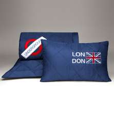 Jogo de Cama Solteiro com 4 Peças London Azul Marinho