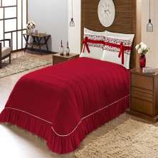 Kit Cobre Leito Queen Bakita Vermelho Casaborda 3 peças
