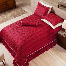 Kit Cobre Leito Queen Palazzi Tafetá Vermelho Casaborda 4 peças