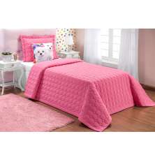 Kit Colcha Solteiro Julie Pink Casaborda 4 peças