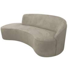 Sofá Curvo 02 Lugares 150cm Braço Esquerdo Eron Suede Camurça Bege - CasaePoltrona