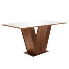 Mesa Espanha Tampo MDF Dakota 160X80 Vidro Off White Cel Moveis Chocolate/Off White