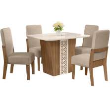 Conjunto Mesa Jantar MDF 110x84 cm 4 Cadeiras 110312 Cedro Gold Celmo