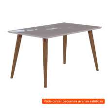 [OUTLET] Mesa de Jantar Retangular Adele com Vidro Madeira e Off White 80 cm