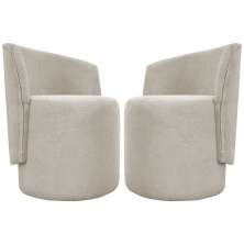 Kit 2 Poltronas Decorativa Para Sala Recepção Aura Bouclé Premium Bege