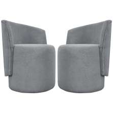 Kit 2 Poltronas Decorativa Para Sala Recepção Aura Bouclé Premium Cinza