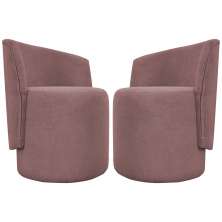 Kit 2 Poltronas Decorativa Para Sala Recepção Aura Bouclé Premium Rosê