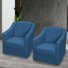 Kit 2 Poltronas Decorativa Para Sala Recepção Manicure Consultório Suede Azul Marinho Pés de Plástico Cromado