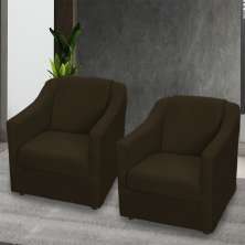 Kit 2 Poltronas Decorativa Para Sala Recepção Manicure Consultório Suede Marrom Pés de Plástico Cromado