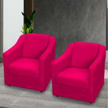 Kit 2 Poltronas Decorativa Para Sala Recepção Manicure Consultório Suede Pink Pés de Plástico Cromado
