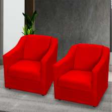 Kit 2 Poltronas Decorativa Para Sala Recepção Manicure Consultório Suede Vermelho Pés de Plástico Cromado