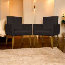 Kit 2 Poltronas Decorativa Para Sala Recepção Manicure Escritório Cadeira Mari Suede Marrom