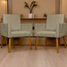 Kit 2 Poltronas Decorativa Para Sala Recepção Manicure Escritório Cadeira Mari Suede Nude