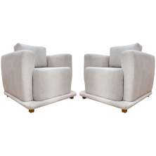 Kit 2 Poltronas Decorativas Bridge Para Sala Luxo Confortável Reforçadas Bouclé Bege Premium