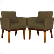 Kit 2 Poltronas Decorativas Divine Base Reforçada De Madeira Suede Marrom - Clique E Decore
