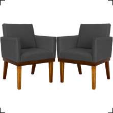 Kit 2 Poltronas Decorativas Divine Base Reforçada De Madeira Suede Preto - Clique E Decore