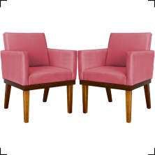 Kit 2 Poltronas Decorativas Divine Base Reforçada De Madeira Suede Rosê - Clique E Decore