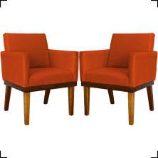 Kit 2 Poltronas Decorativas Divine Base Reforçada De Madeira Suede Terracota - Clique E Decore