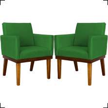 Kit 2 Poltronas Decorativas Divine Base Reforçada De Madeira Suede Verde - Clique E Decore