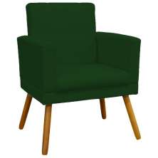 Kit 2 Poltronas Decorativas E Confortáveis Nina Com Base Suede Verde Pé Castanho - Clique E Decore