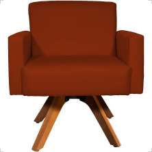 Kit 2 Poltronas Decorativas Hope Base Giratória Suede Terracota Pé Castanho