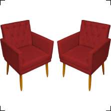 Kit 2 Poltronas Decorativas Para Sala Nina Com Base E Capitonê Suede Bordô Pé Castanho - Clique E Decore