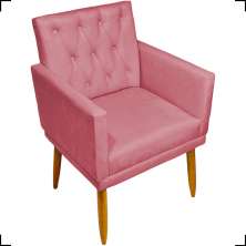 Kit 2 Poltronas Decorativas Para Sala Nina Com Base E Capitonê Suede Rosê Pé Castanho - Clique E Decore