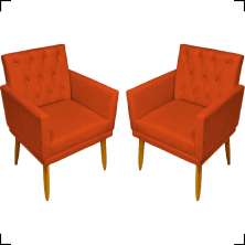 Kit 2 Poltronas Decorativas Para Sala Nina Com Base E Capitonê Suede Terracota Pé Castanho - Clique E Decore