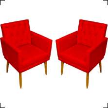 Kit 2 Poltronas Decorativas Para Sala Nina Com Base E Capitonê Suede Vermelho Pé Castanho - Clique E Decore